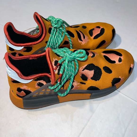 Adidas x Pharrell collab HMD HU animal print orange leopard size 9 men’s 10.5 - Picture 2 of 14